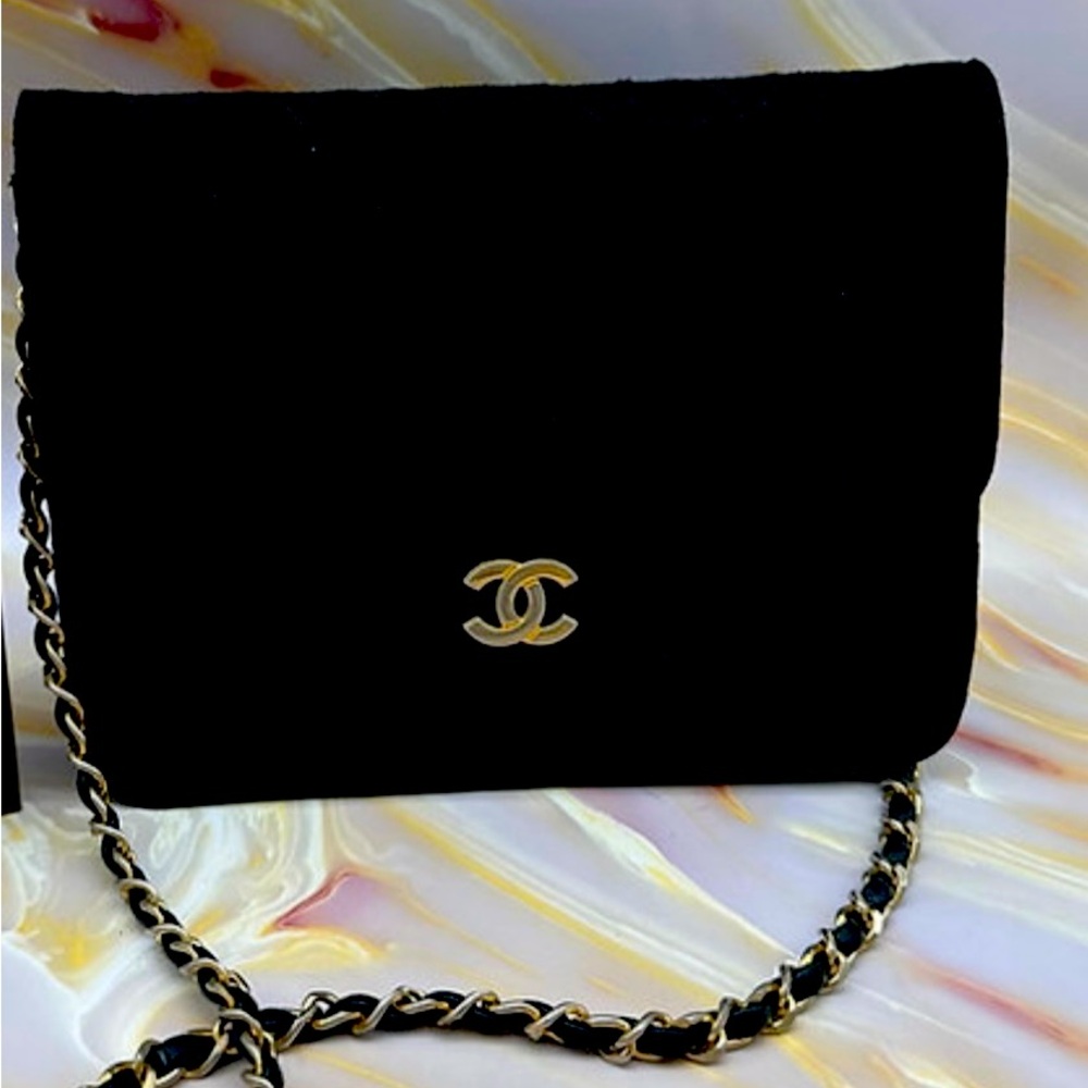Chanel Black Jersey Crossbody / Shoulder Bag
